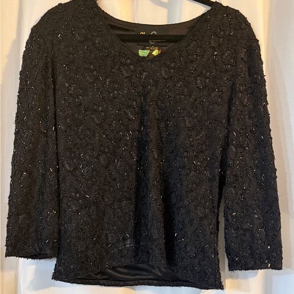 Vintage Tops - Vintage Beaded Black Top | Classic Creations | 90s Evening Blouse | M